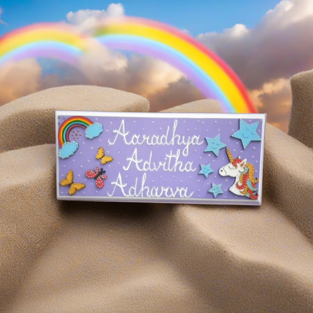 unicorn & rainbow nameplate for kids