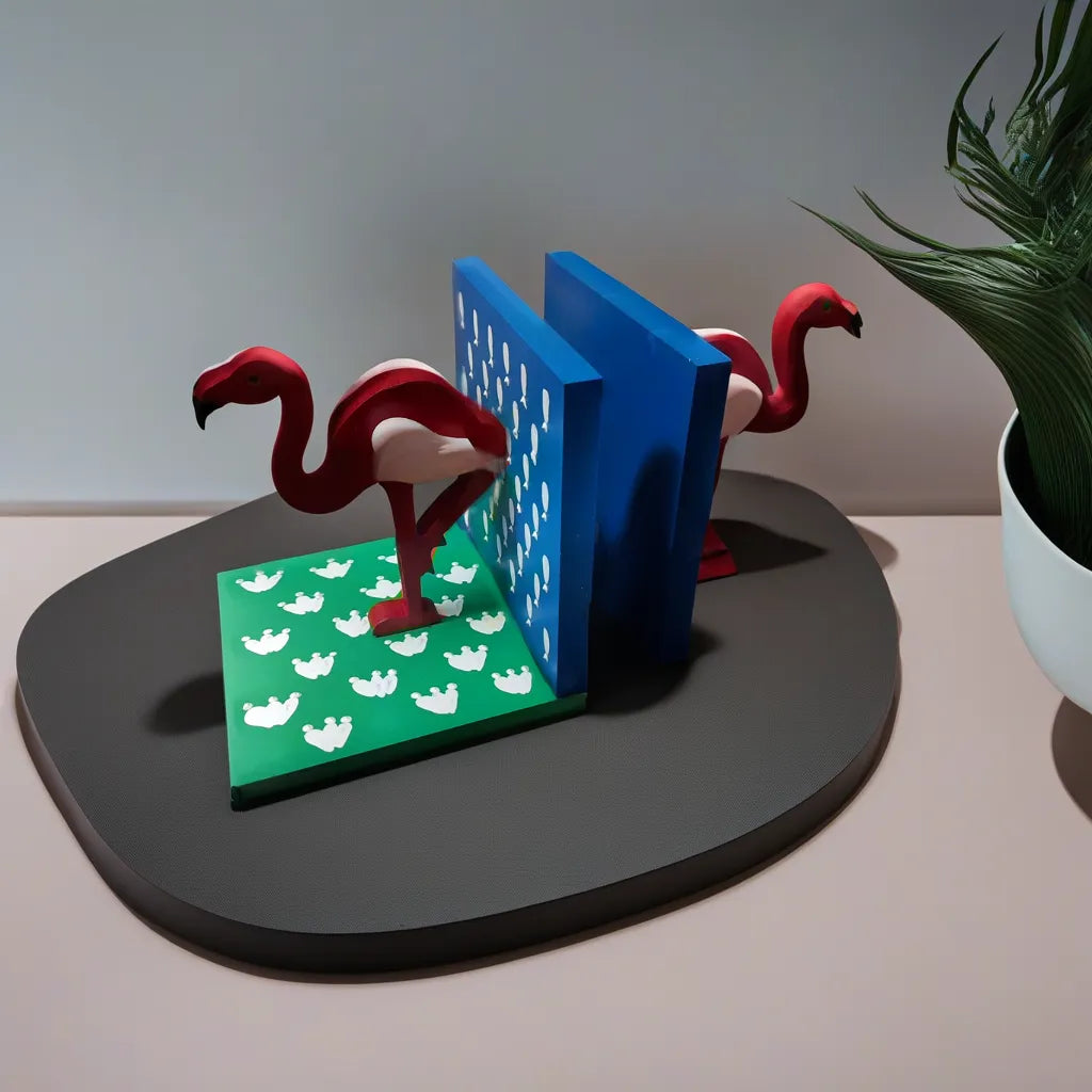 bookend with element ( flamingo )