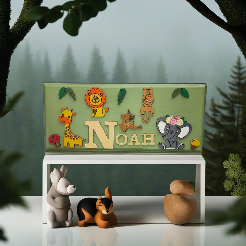 Jungle Theme Kids Big Rectangle Nameplate