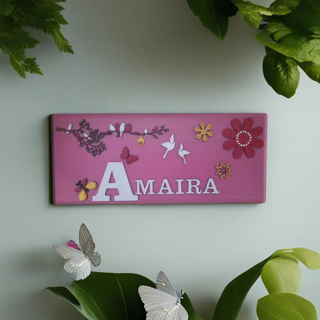 nature theme nameplate for kids