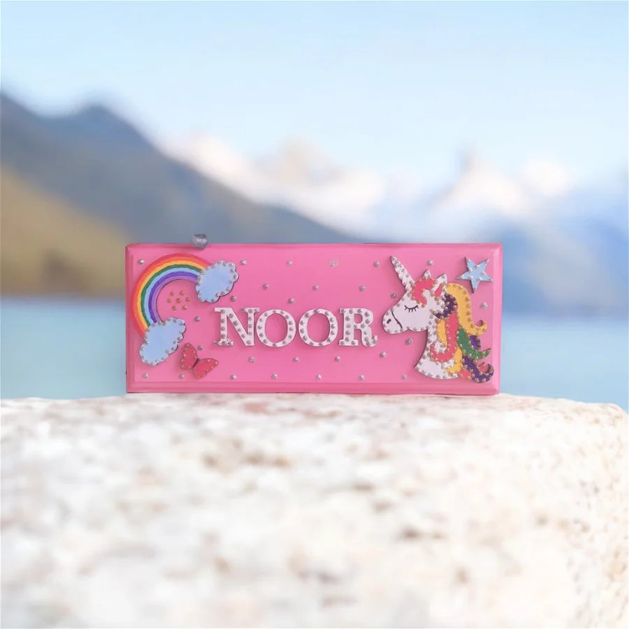 unicorn & rainbow nameplate for kids