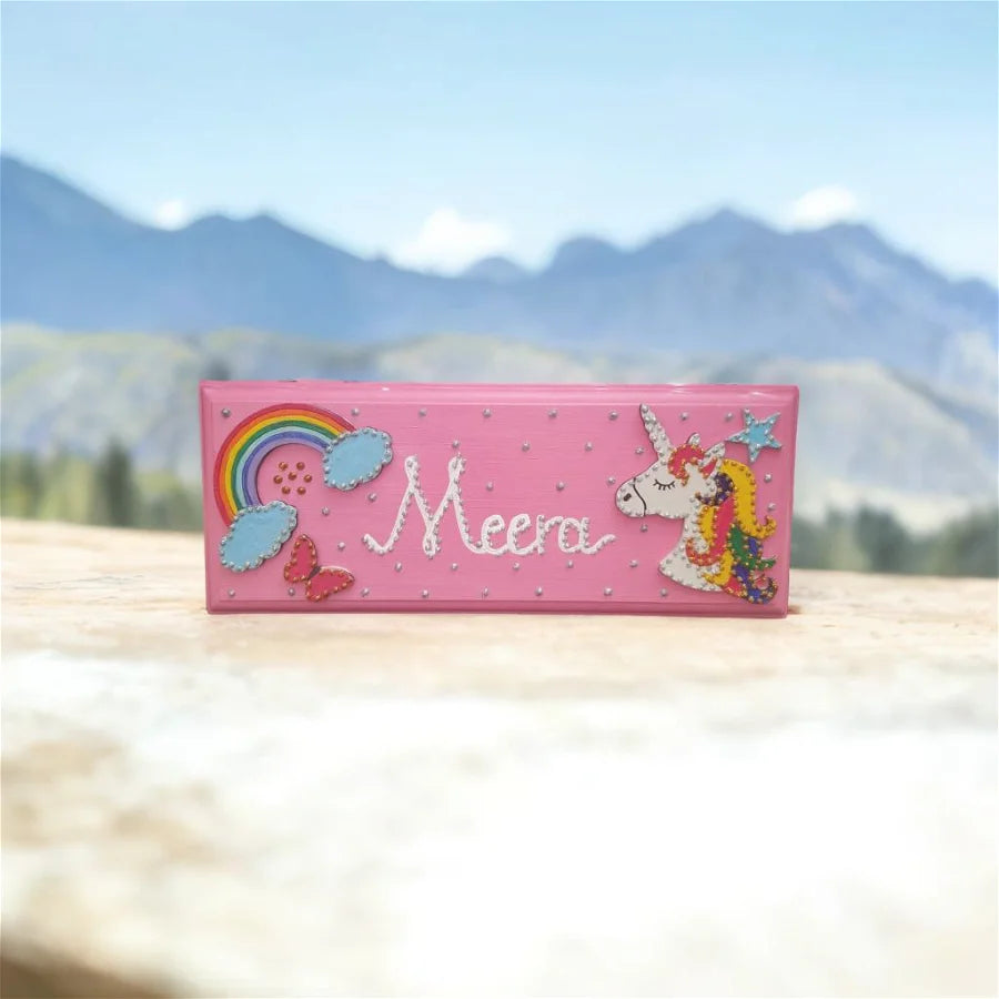 unicorn & rainbow nameplate for kids