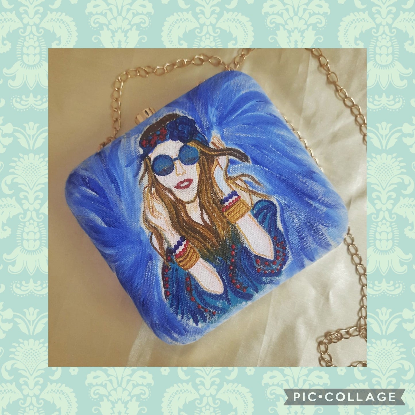 blue nomad woman clutch bag