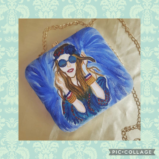 blue nomad woman clutch bag