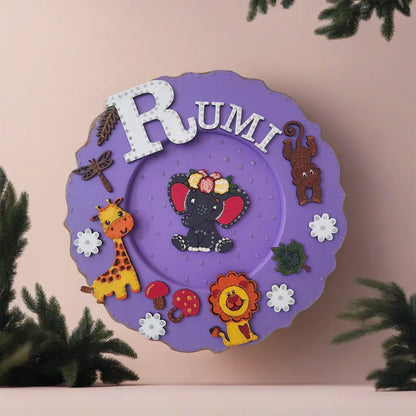 Jungle Theme Kids Round Nameplate
