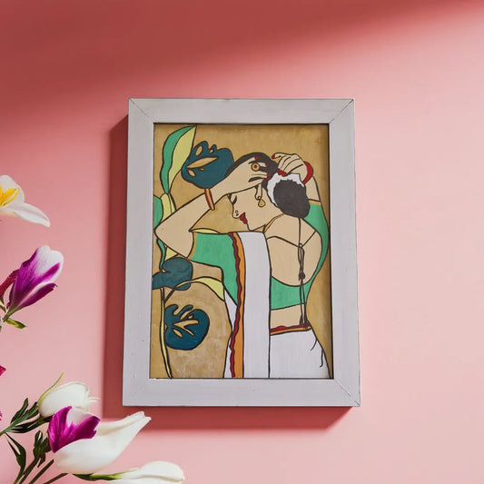 Woman tying her Bun