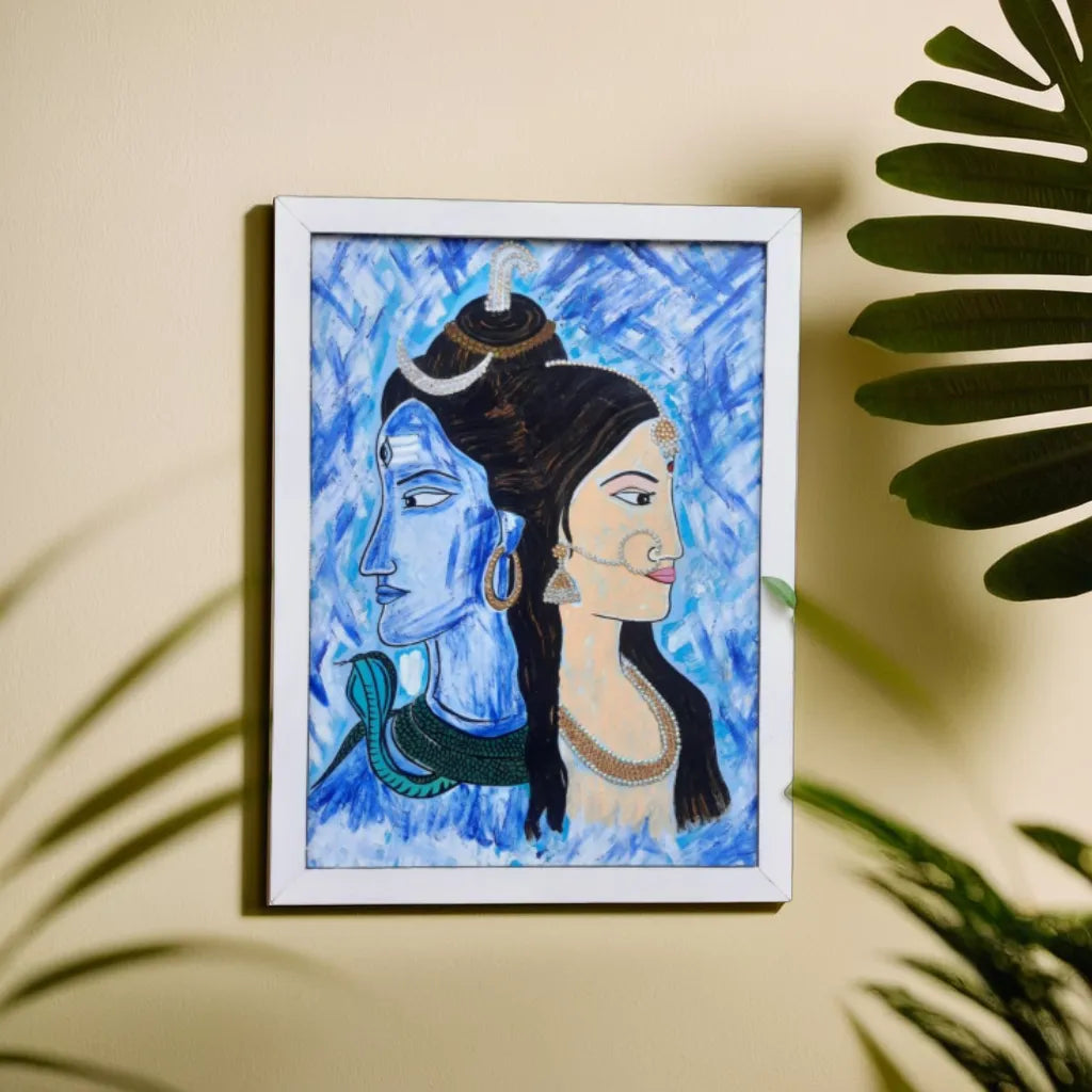 traditional paintings ( ma parvati and lord shiv )