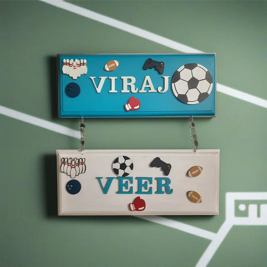 sports kids nameplate (football)