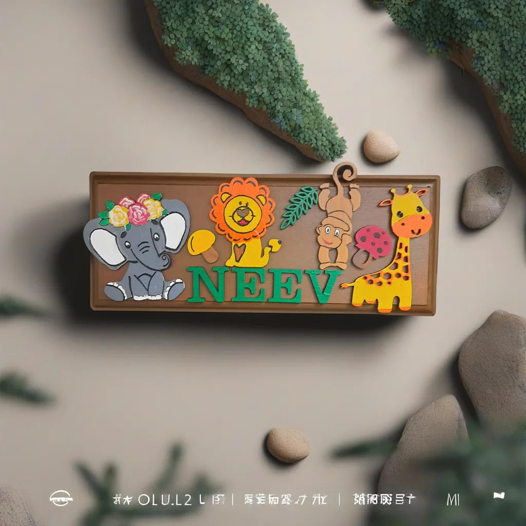 Jungle Theme Kids Small Rectangle Nameplate