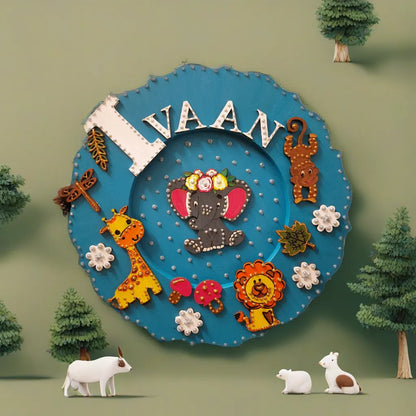 Jungle Theme Kids Round Nameplate