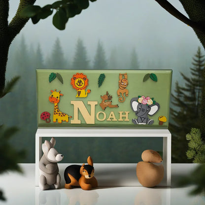 Jungle Theme Kids Big Rectangle Nameplate