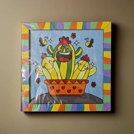 cactus painting with multi color
