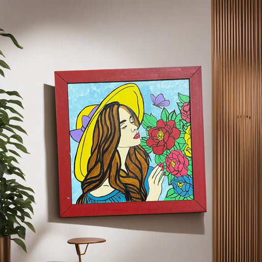 Woman smelling flowers